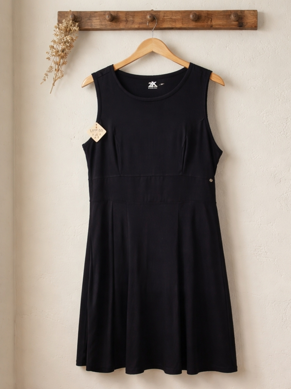 Sleeveless Black Fit-and-Flare Midi Dress